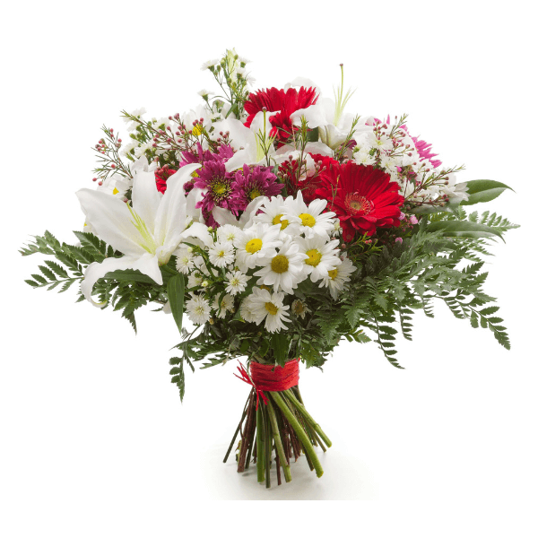 Red and white rustic flower bouquet